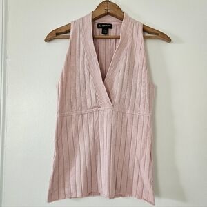 INC Womens Top PL Y2K VTG Ribbed Preppy Silk Coquette French Girl Halter Pastel